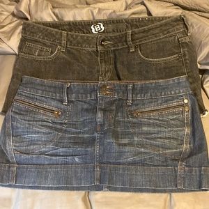 Blue and black mini skirt